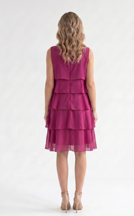Rochie din batist cu trandafiri Harlynn scurta bordo [4]