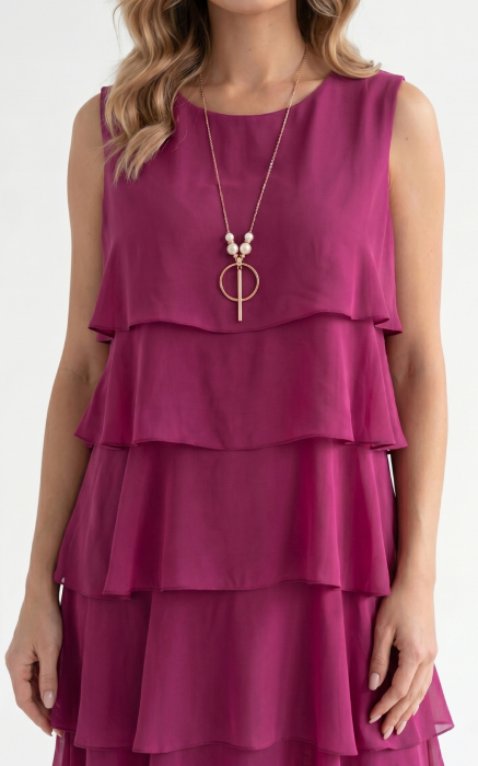 Rochie din batist cu trandafiri Harlynn scurta bordo [5]