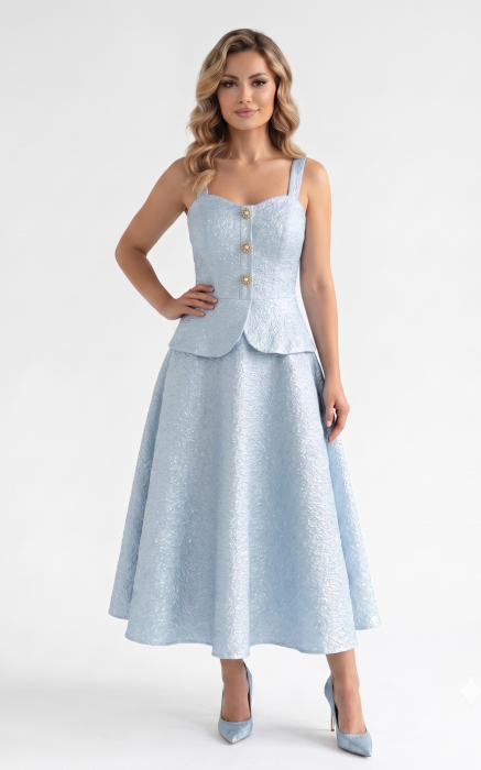 Rochie din jacquard Harleigh midi bleu [2]