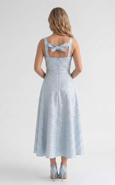Rochie din jacquard Harleigh midi bleu [4]