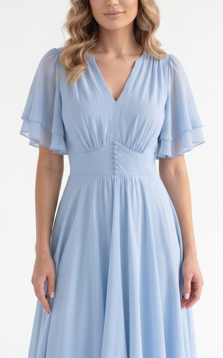 Rochie din voal fluid Harriet midi bleu [3]