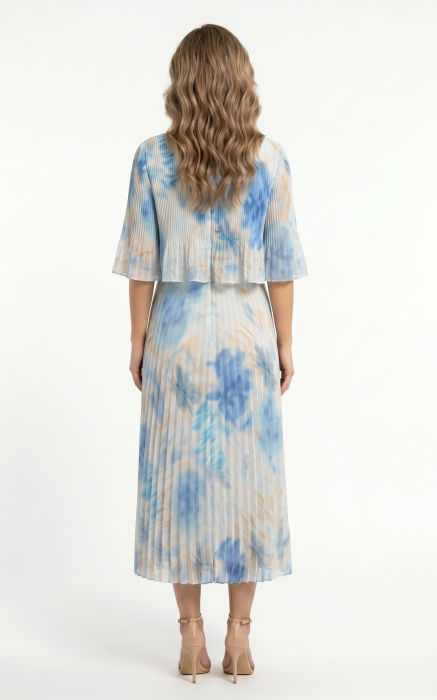 Rochie din voal vaporos cu elastic in talie Ginny midi bleu [4]