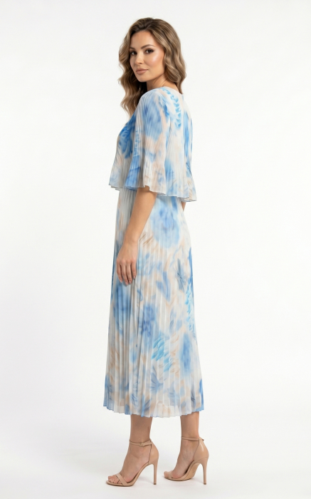 Rochie din voal vaporos cu elastic in talie Ginny midi bleu [3]