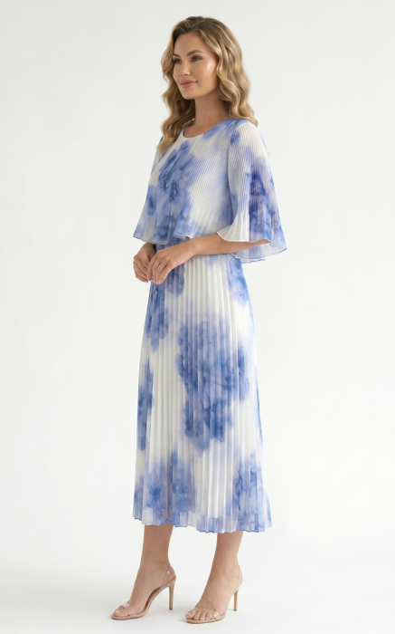 Rochie din voal vaporos cu elastic in talie Ginny midi hortensie [2]