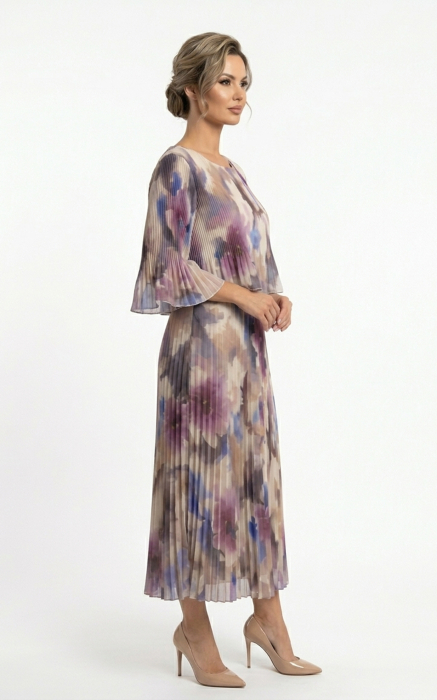 Rochie din voal vaporos cu elastic in talie Ginny midi mov [3]