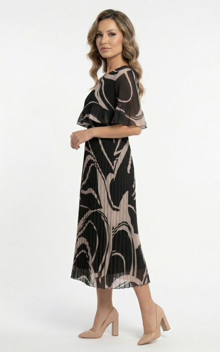 Rochie din voal vaporos cu elastic in talie Ginny midi neagra [3]