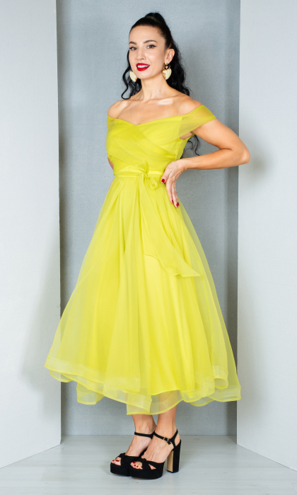 Rochie Emilia midi galbena [3]