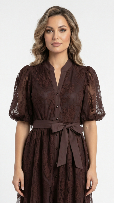 Rochie Franchesca midi maro [3]