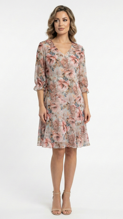 Rochie Frimet midi pudra [2]