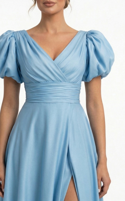 Rochie Genevieve lunga bleu [4]
