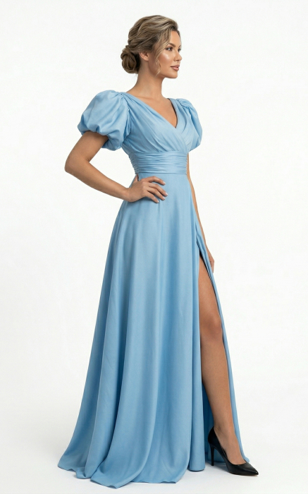 Rochie Genevieve lunga bleu [2]