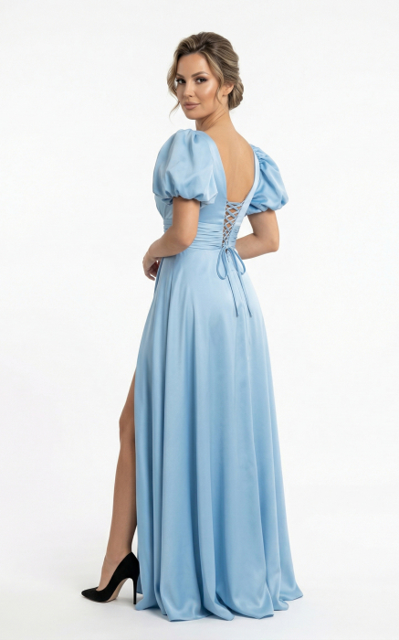 Rochie Genevieve lunga bleu [3]