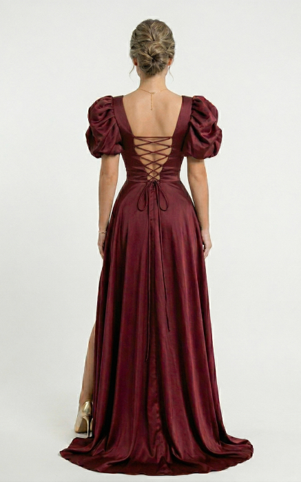 Rochie Genevieve lunga bordo [4]
