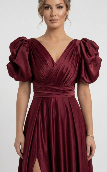 Rochie Genevieve lunga bordo [5]