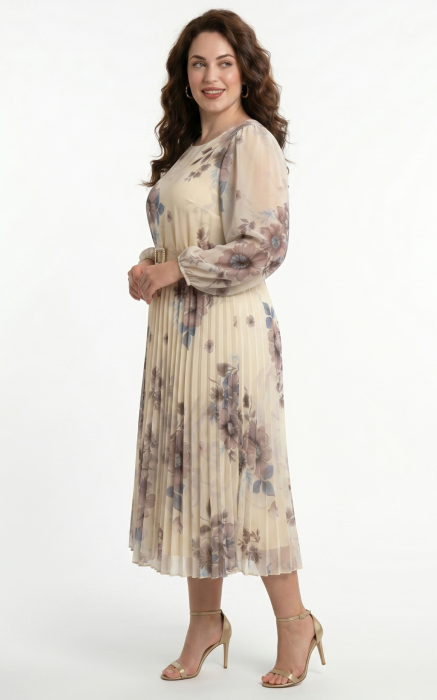 Rochie Georgianna midi bej [4]