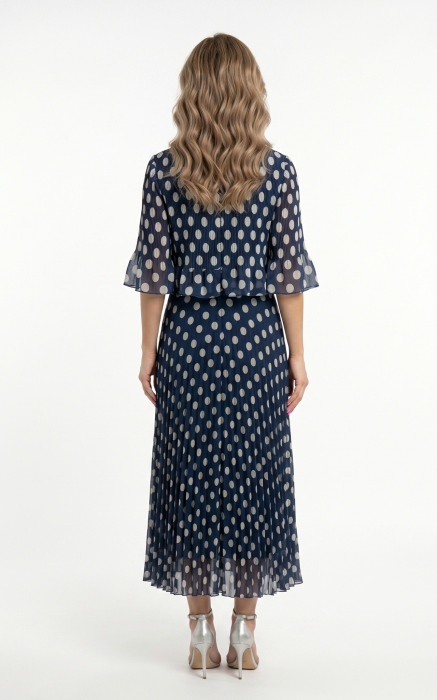 Rochie Ginny midi bleumarin cu buline [3]