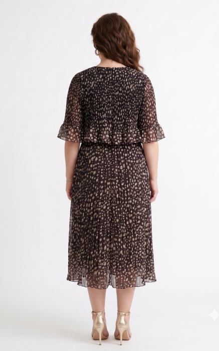Rochie Ginny midi maro cu buline [4]