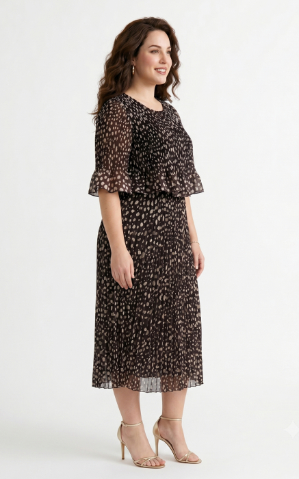 Rochie Ginny midi maro cu buline [2]