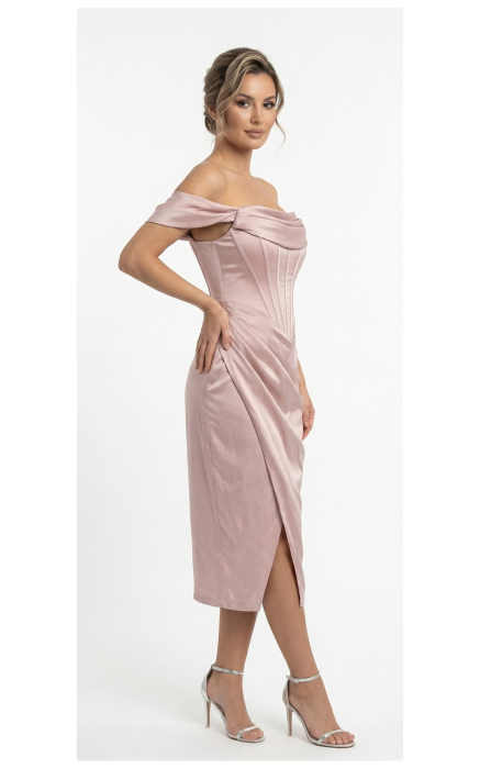 Rochie Giselle midi pudra [2]
