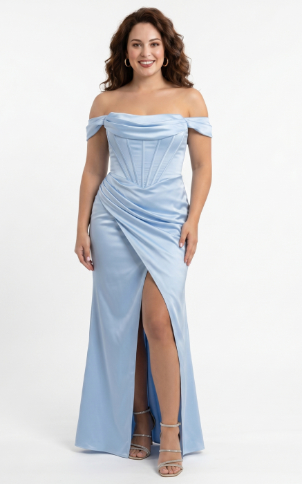 Rochie Goldie lunga bleu [4]