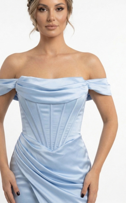 Rochie Goldie lunga bleu [3]