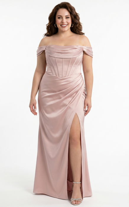 Rochie Goldie lunga pudra [3]