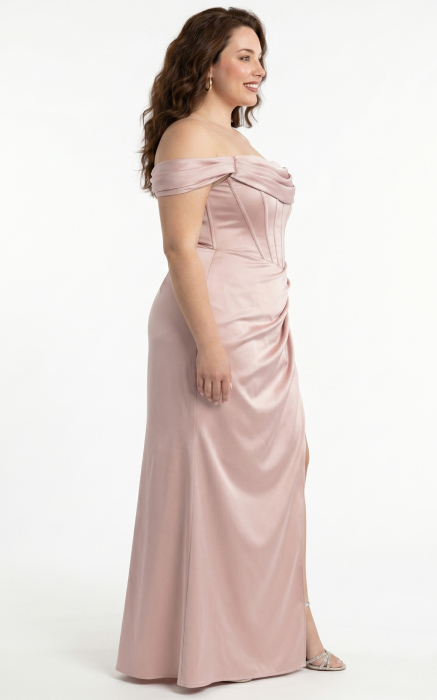 Rochie Goldie lunga pudra [4]