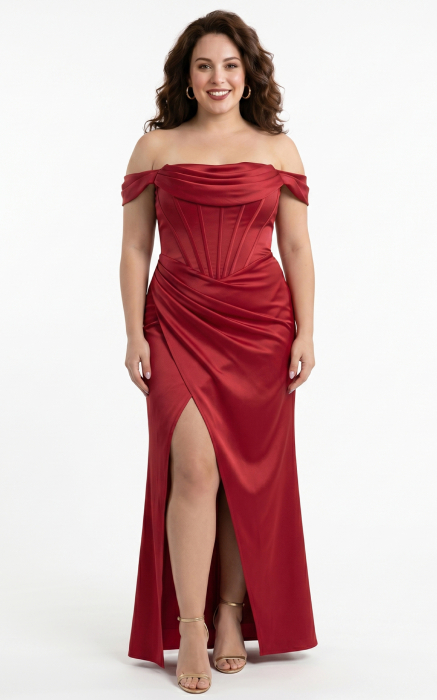 Rochie Goldie lunga rosie [4]
