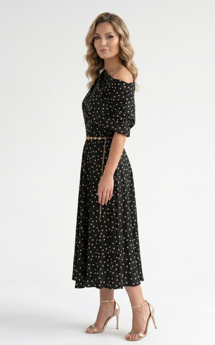Rochie Halo midi negru1 cu buline [2]