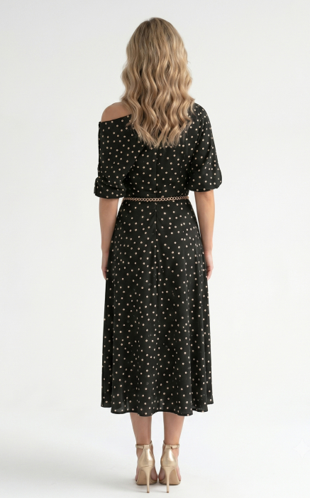 Rochie Halo midi negru1 cu buline [3]