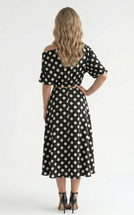 Rochie Halo midi negru2 cu buline [4]