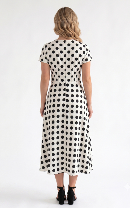 Rochie Harlee midi alba cu buline [4]