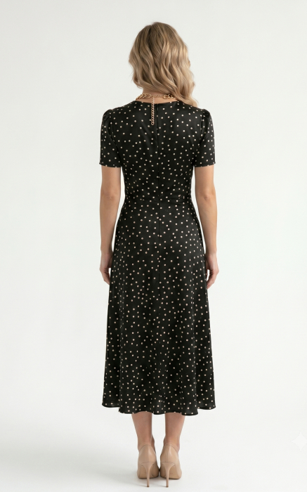 Rochie Harlee midi neagra cu buline [5]