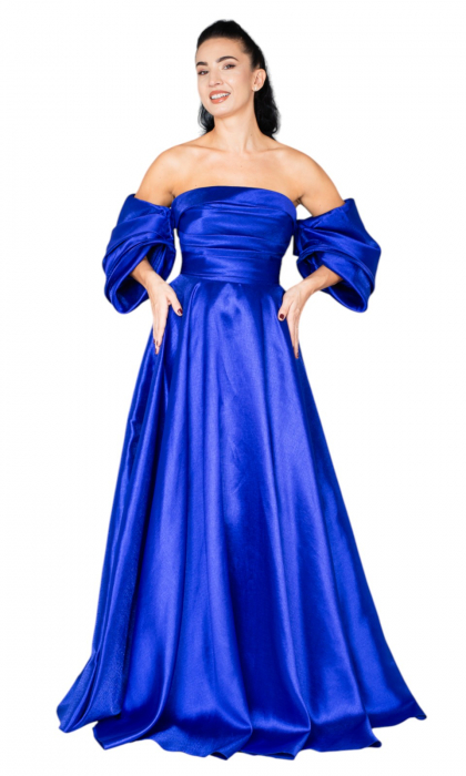 Rochie organza Bryar lunga albastra [6]