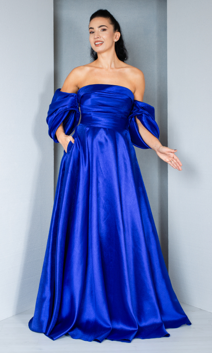 Rochie organza Bryar lunga albastra [3]