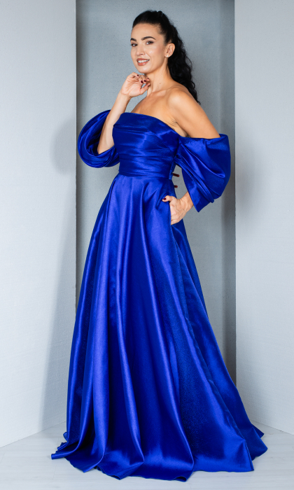 Rochie organza Bryar lunga albastra [4]
