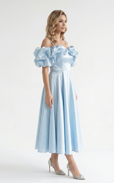Rochie Organza Honesty midi bleu [2]