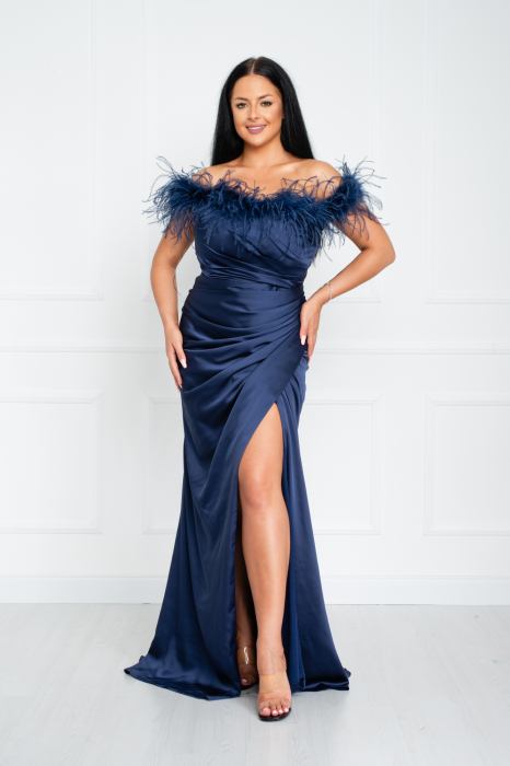 Rochie Reagan lunga bleumarin [3]
