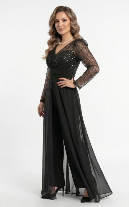 Rochie Salopeta Geraldine lunga neagra [2]