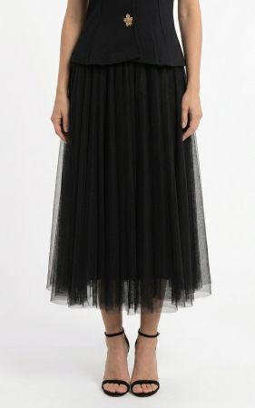 Fuste de dama midi - Fusta Gizelle midi neagra