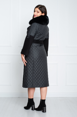 Geaca de blană naturală și cașmir Avah midi neagra [3]