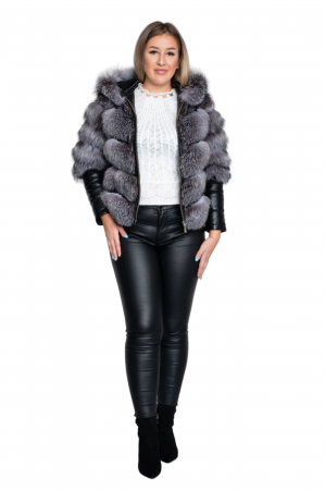Jacheta de blană naturală Anwen gri [10]