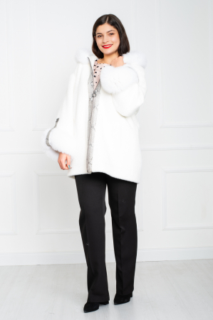 Jacheta de blană naturală Azalea scurta alba [2]