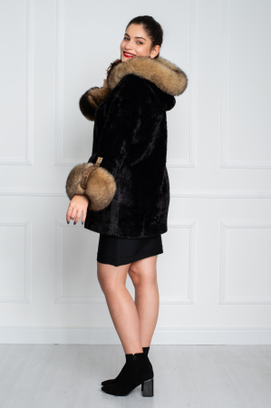 Jacheta de blană naturală Azalea scurta neagra [3]