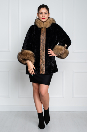 Jacheta de blană naturală Azalea scurta neagra [1]