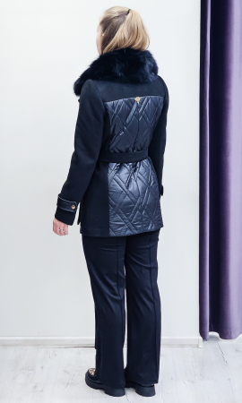 Jacheta de blană naturală și cașmir Emelia neagra [4]