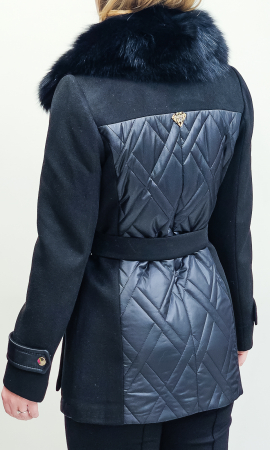 Jacheta de blană naturală și cașmir Emelia neagra [5]