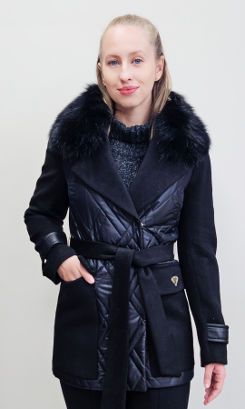 Jacheta de blană naturală și cașmir Emelia neagra [0]