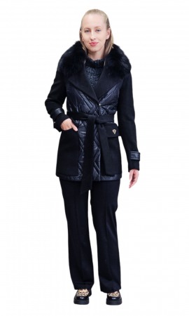 Jacheta de blană naturală și cașmir Emelia neagra [6]