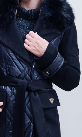 Jacheta de blană naturală și cașmir Emelia neagra [2]